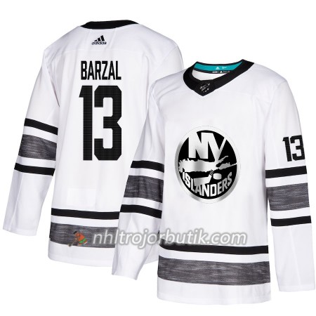 Män Ishockey New York Islanders tröja Mathew Barzal 13 Vit 2019 All-Star Adidas Authentic